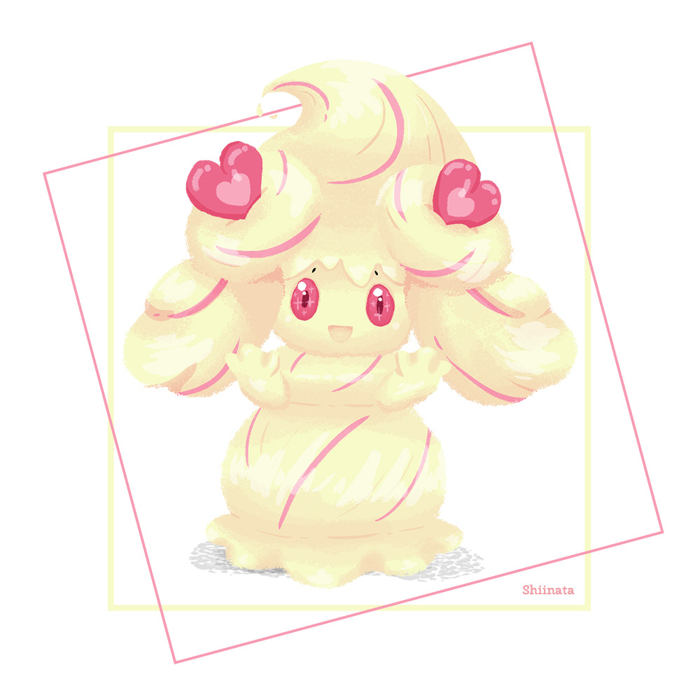 :d, alcremie, alcremie_(love_sweet), alcremie_(vanilla_cream), creature, full_body, gen_8_pokemon, happy