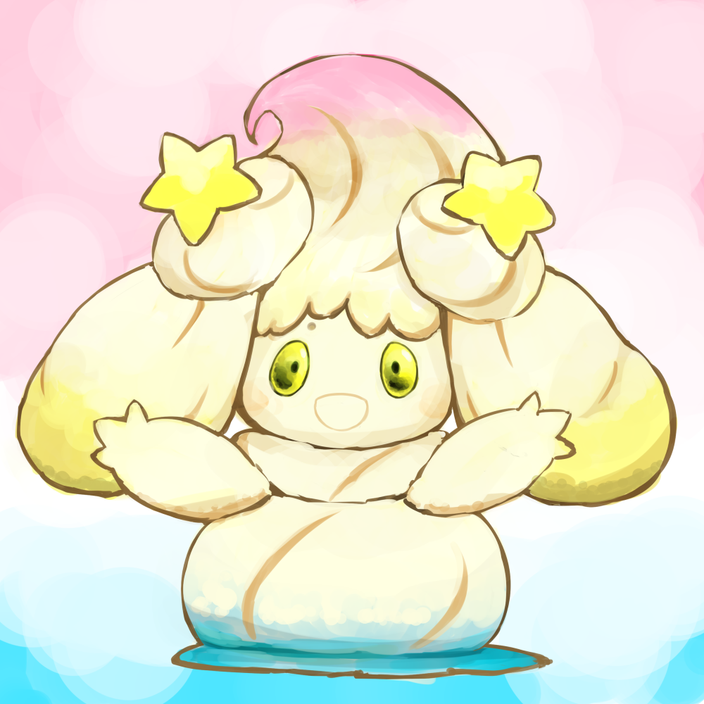 :d, alcremie, alcremie_(rainbow_swirl), alcremie_(star_sweet), commentary_request, creature, full_body, gen_8_pokemon