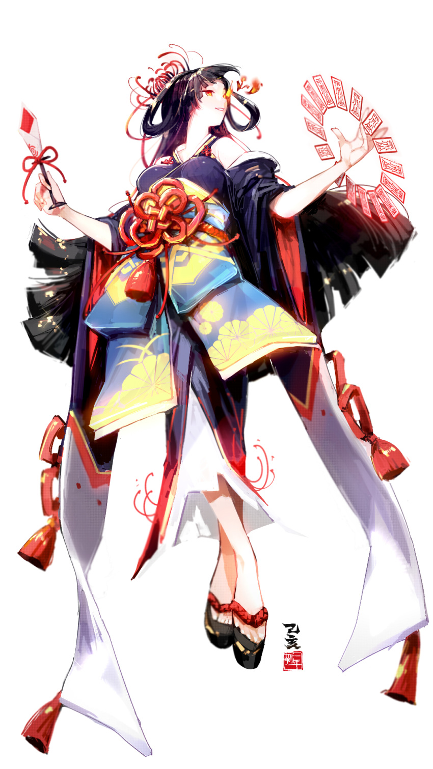 1girl, black_hair, ejami, flower, full_body, graphite_(medium), hair_flower, hair_ornament