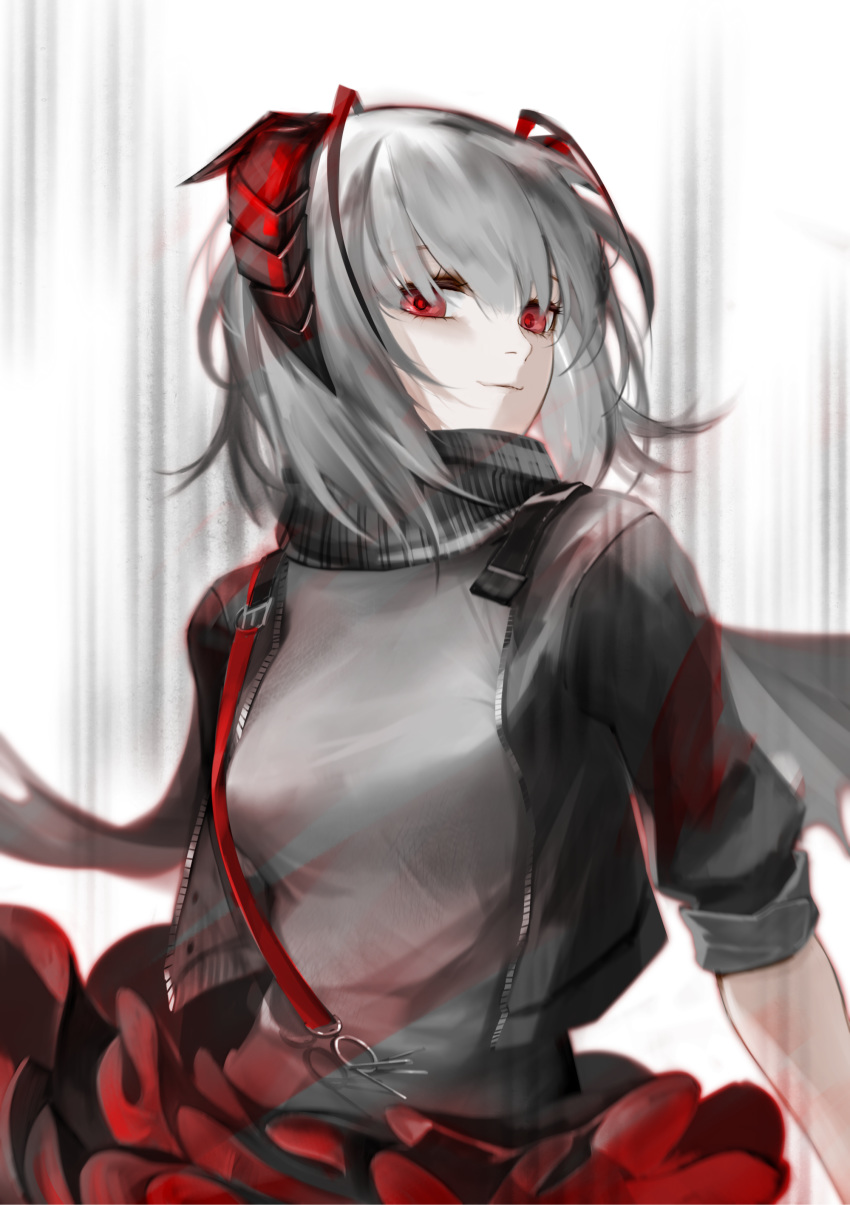 1girl, absurdres, arknights, bangs, black_jacket, black_scarf, breasts, chinese_commentary