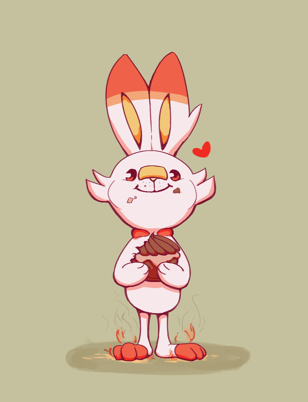 artisadie, brown_background, bunny_focus, commentary, creature, eating, english_commentary, fire