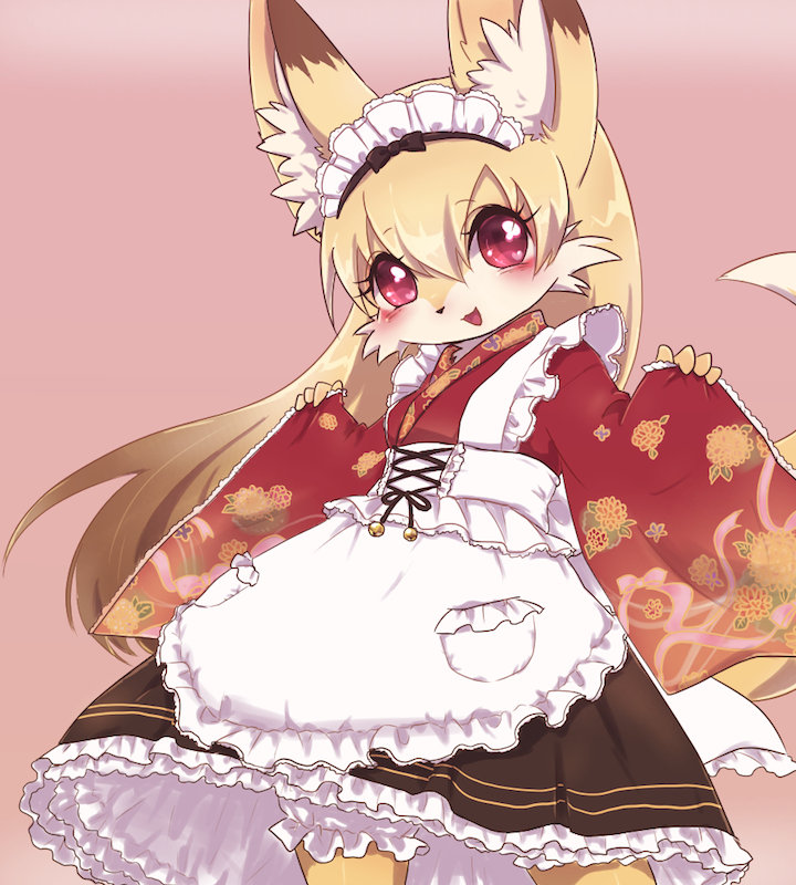 1girl, animal_ear_fluff, animal_ears, blonde_hair, blush, brown_hair, commentary_request, cowboy_shot