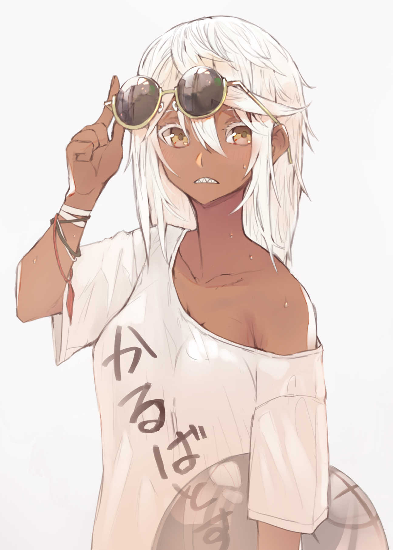 1girl, alternate_costume, bana_(stand_flower), breasts, brown_eyes, casual, dark_skin, guilty_gear