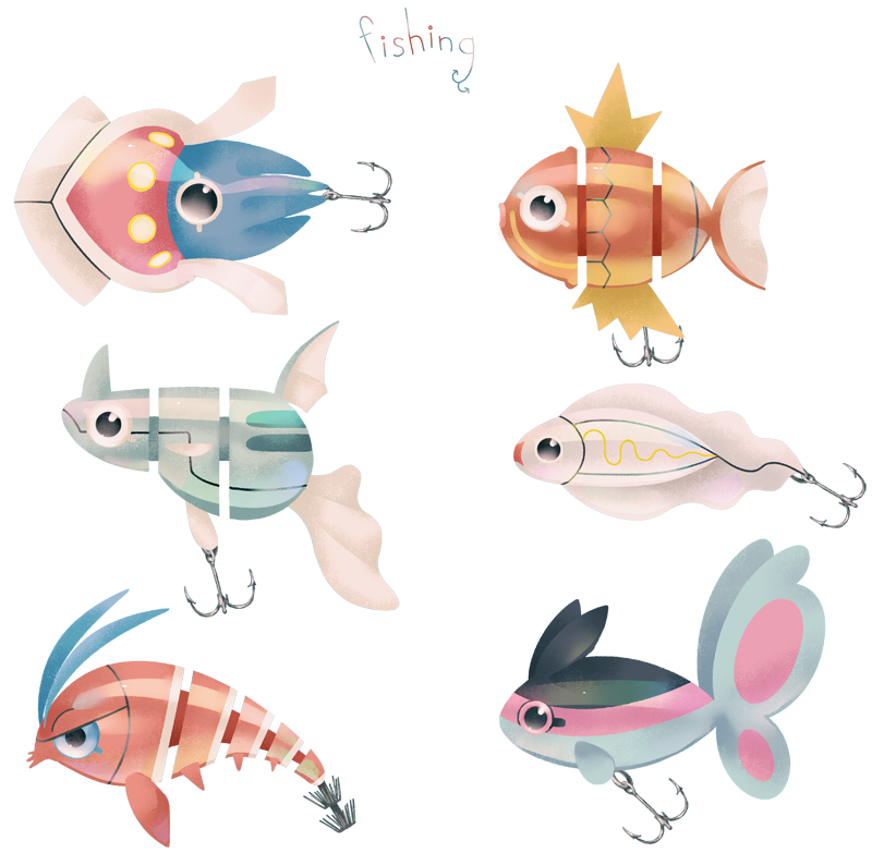 black_eyes, clauncher, commentary, english_commentary, english_text, finneon, fish, fish_focus