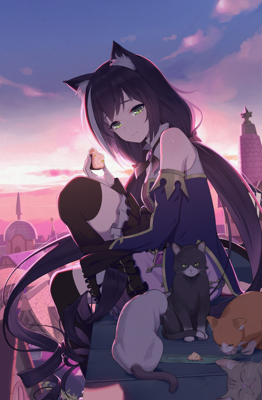 1girl, animal_ear_fluff, animal_ears, brown_hair, cat, cat_ears, check_commentary, commentary