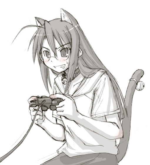animal_ears, bell, cat_ears, controller, game_controller, gamepad, girls_playing_games, glasses