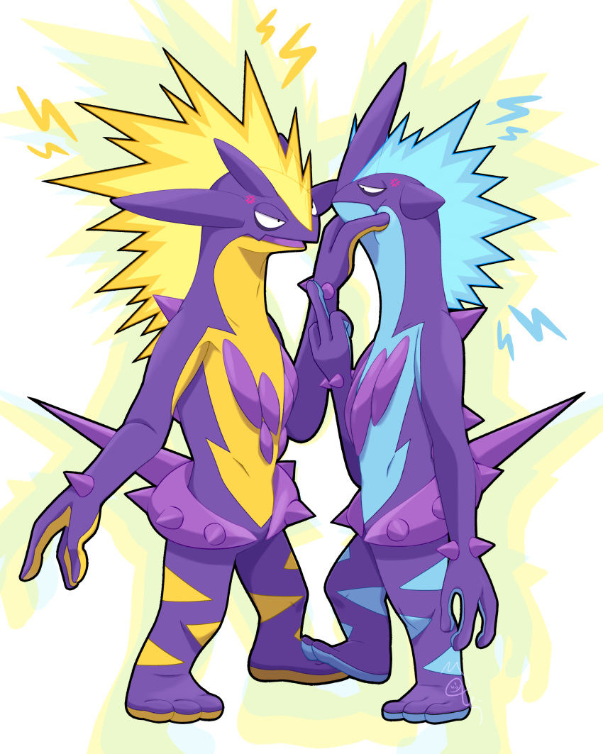 absurdres, anger_vein, black_eyes, commentary_request, creature, eye_contact, full_body, gen_8_pokemon
