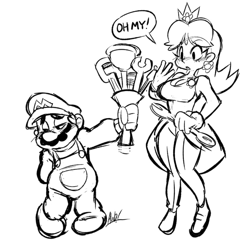 bouqet, flower, large_breasts, mario, super_mario_bros., princess_daisy, super_mario