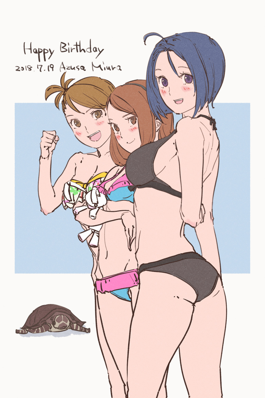 beauty_swimsuit_(idolmaster), bikini, blush, breasts, brown_hair, character_request, closed_mouth, highres