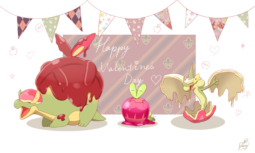 :d, ^_^, appletun, applin, closed_eyes, commentary_request, creature, english_text