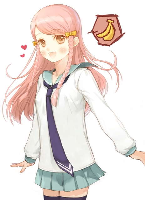 <3, braid, food, fruit, hanamura_mai, heart, kage_kara_mamoru, kage_kara_mamoru!