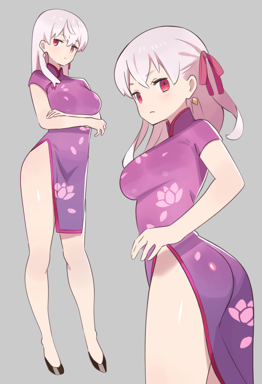 1girl, alternate_costume, arms_under_breasts, ass, bangs, black_footwear, blush, breasts