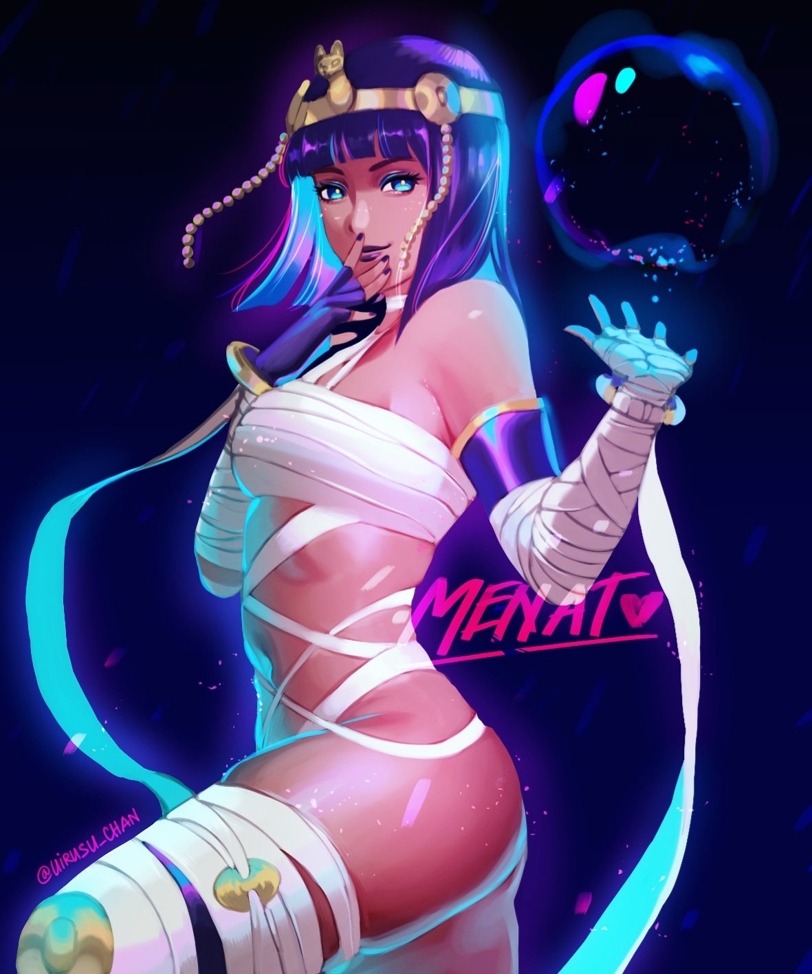 1girl, alternate_costume, ass, bandages, bangs, blue_eyes, blunt_bangs, bob_cut