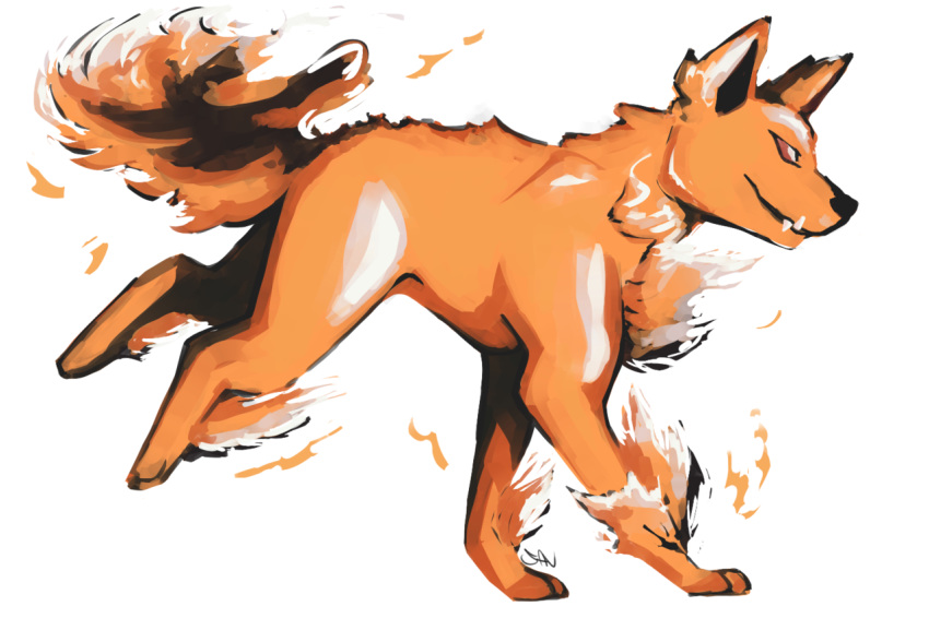 beta_pokemon, commentary, creature, en_(entei), english_commentary, from_side, full_body, no_humans