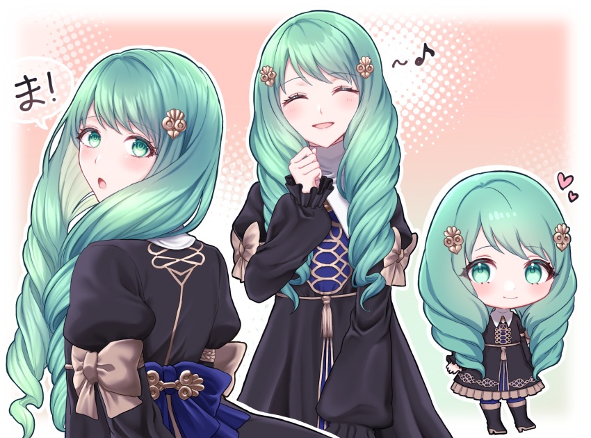 1girl, akama_(mk0cn), bow, chibi, closed_eyes, closed_mouth, fire_emblem, fire_emblem:_three_houses