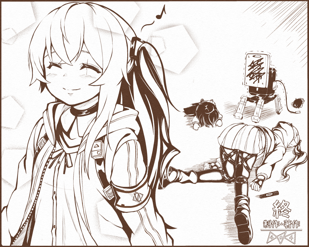 4girls, armband, boots, closed_eyes, closed_mouth, fairy_(girls_frontline), fingerless_gloves, girls_frontline