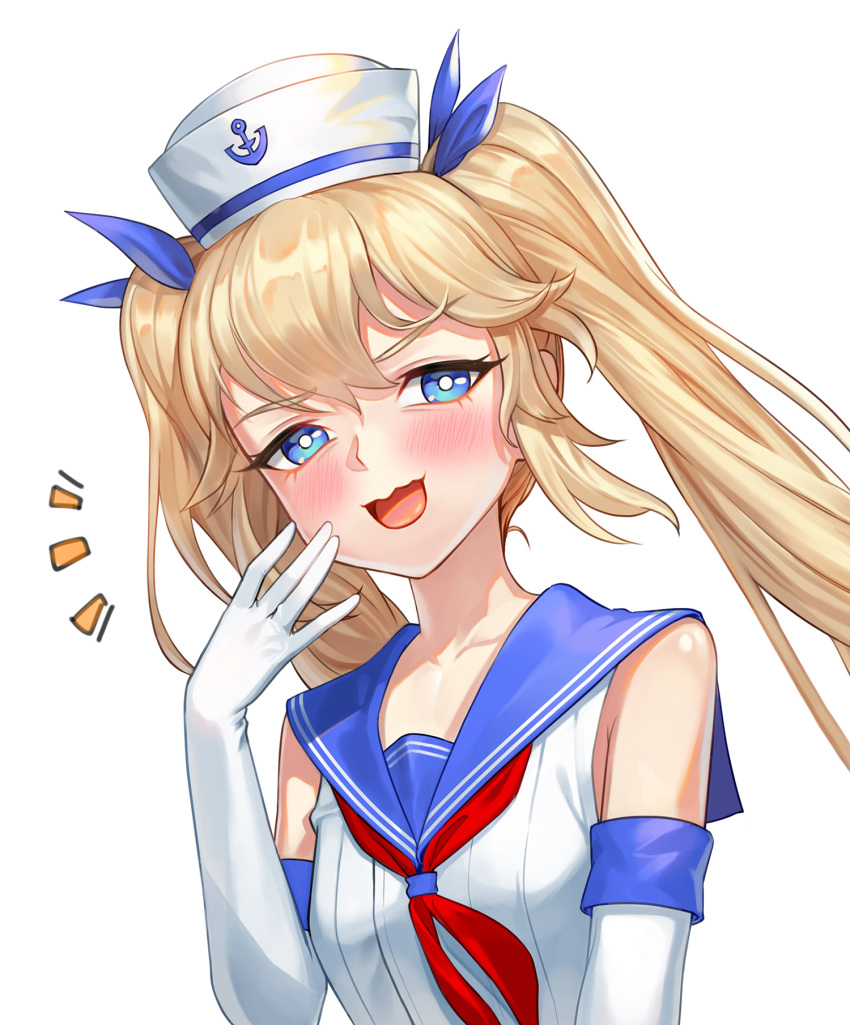 1girl, bangs, blue_sailor_collar, blush, coat, elbow_gloves, gloves, hair_ribbon