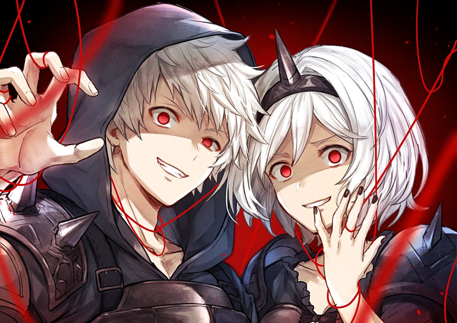 1boy, 1girl, alter_ego_conjurer_(granblue_fantasy), bangs, breastplate, djeeta_(granblue_fantasy), gran_(granblue_fantasy), granblue_fantasy
