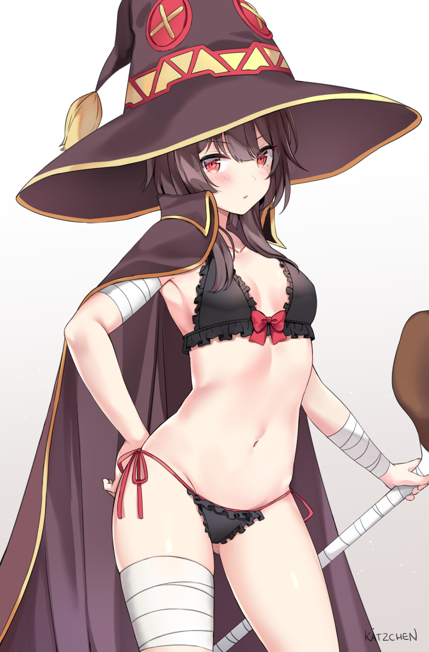 1girl, absurdres, armpits, ass_visible_through_thighs, bandaged_arm, bandaged_leg, bandages, bangs