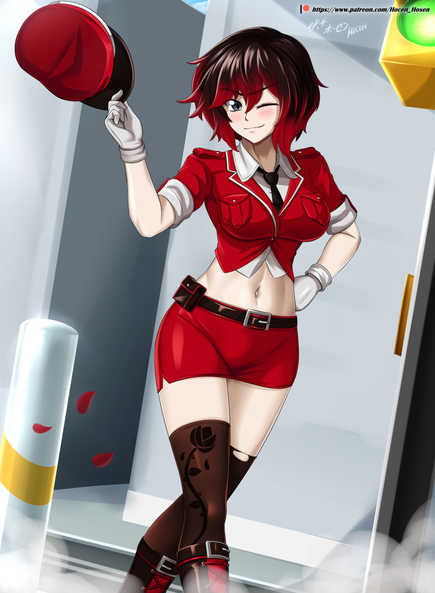 1girl, absurdres, belt, belt_buckle, belt_pouch, black_hair, buckle, female
