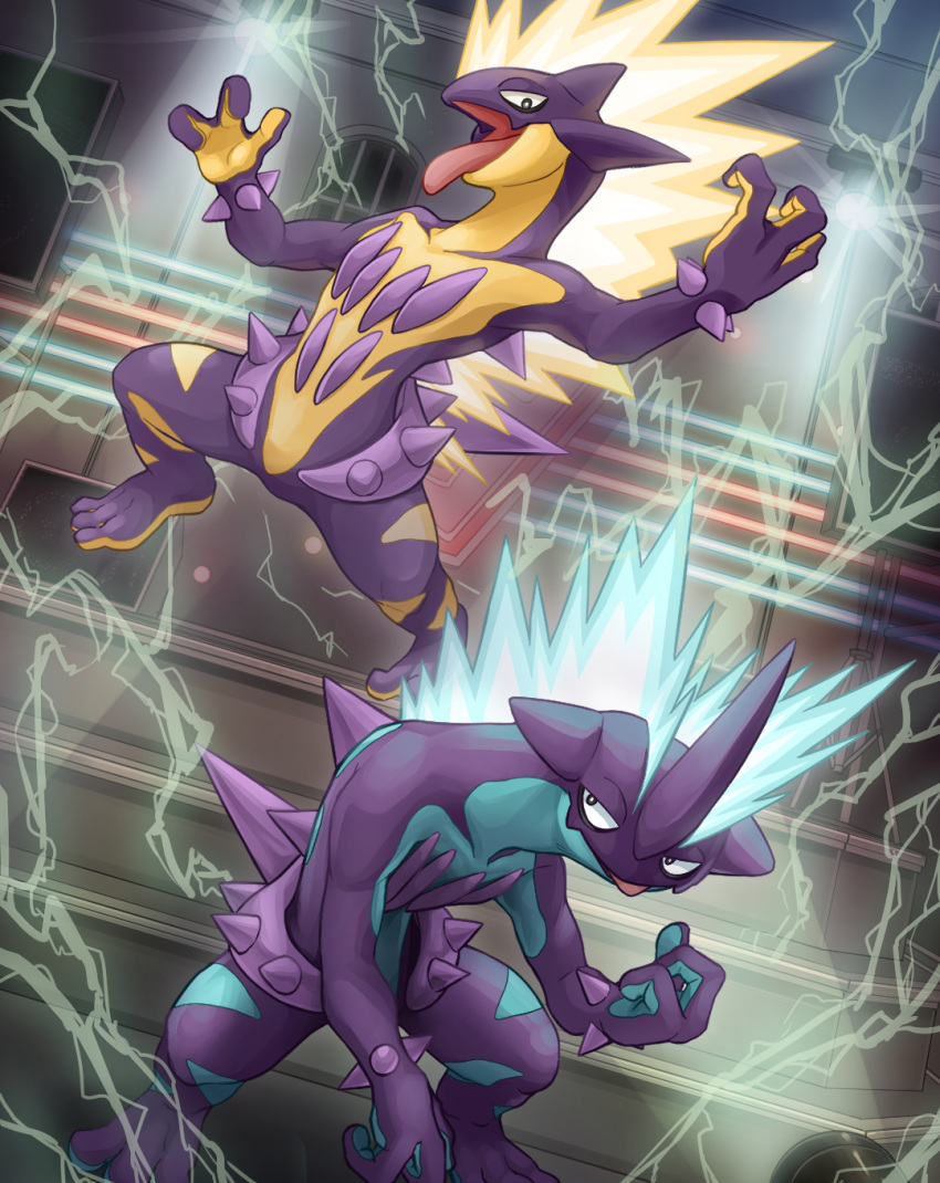 black_eyes, commentary_request, creature, electricity, gen_8_pokemon, graphite_(medium), hakuginnosora, highres