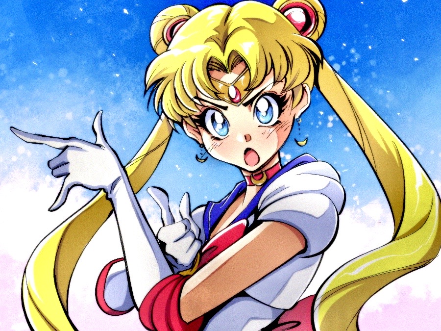 1girl, bishoujo_senshi_sailor_moon, blonde_hair, blue_eyes, blue_sailor_collar, blush, choker, commentary