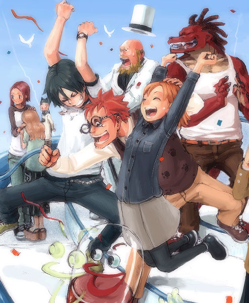 glasses, happy, keisuke, original