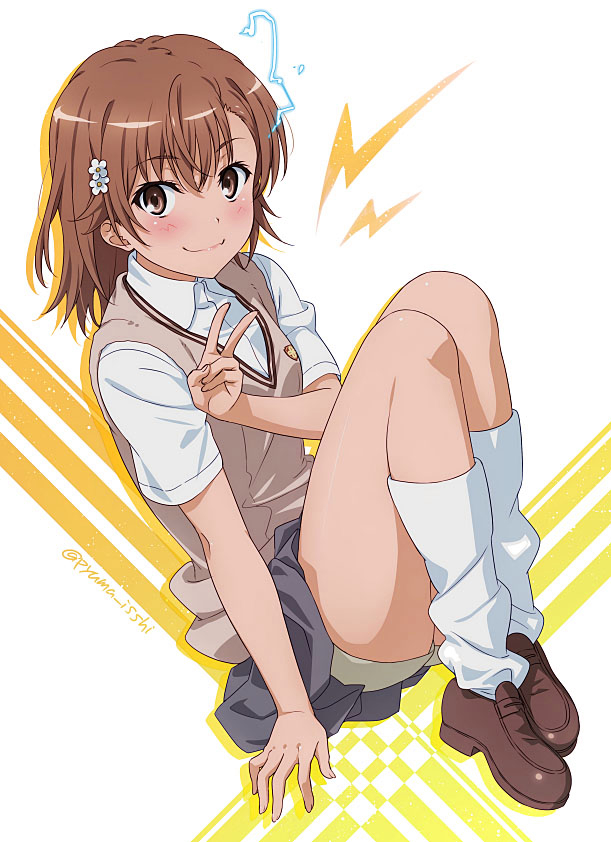 1girl, artist_name, asymmetrical_bangs, bangs, biribiri, blush, breasts, brown_eyes