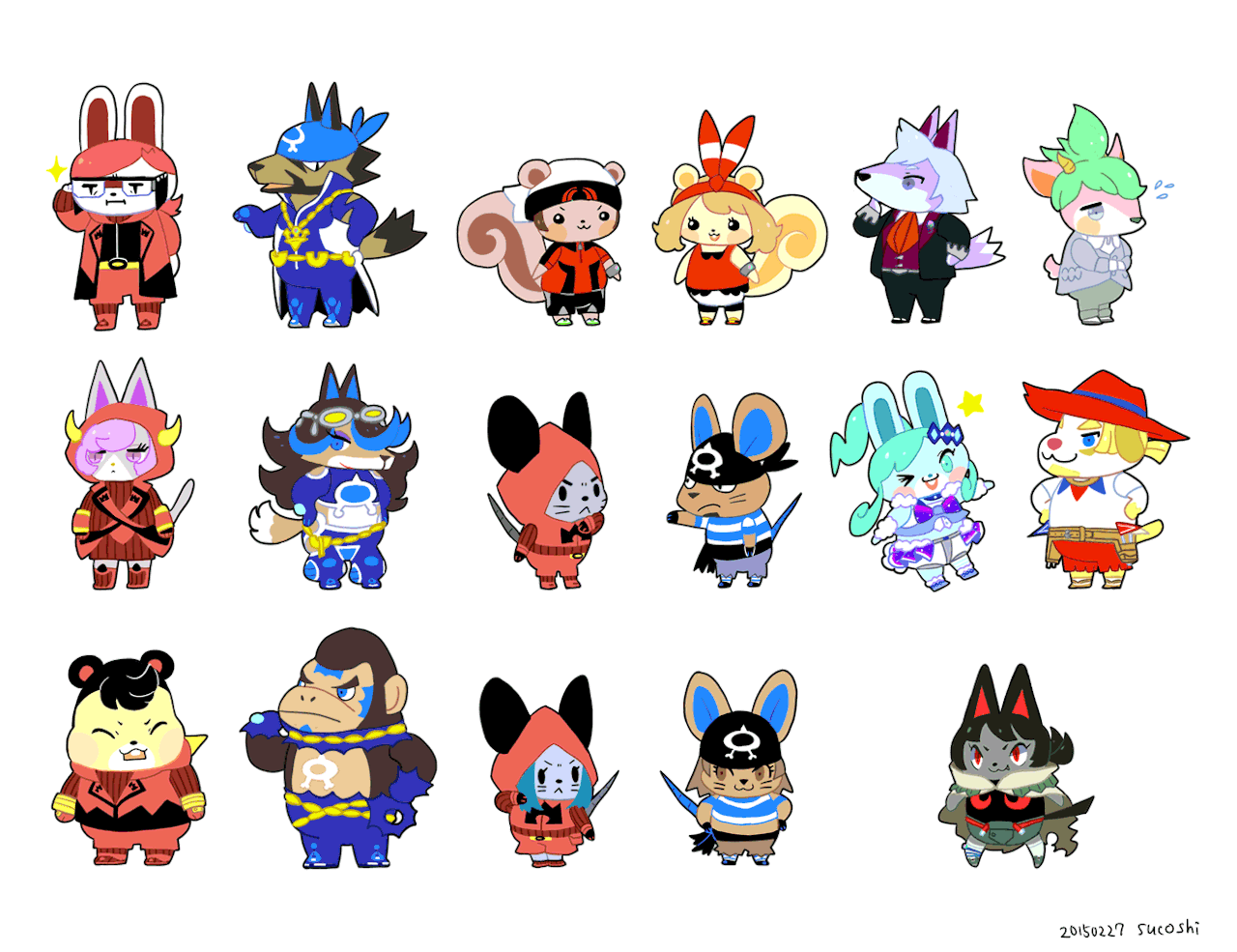 /lab, :d, aogiri_(pokemon), archived_source, black_hair, brown_hair, commentary, dated