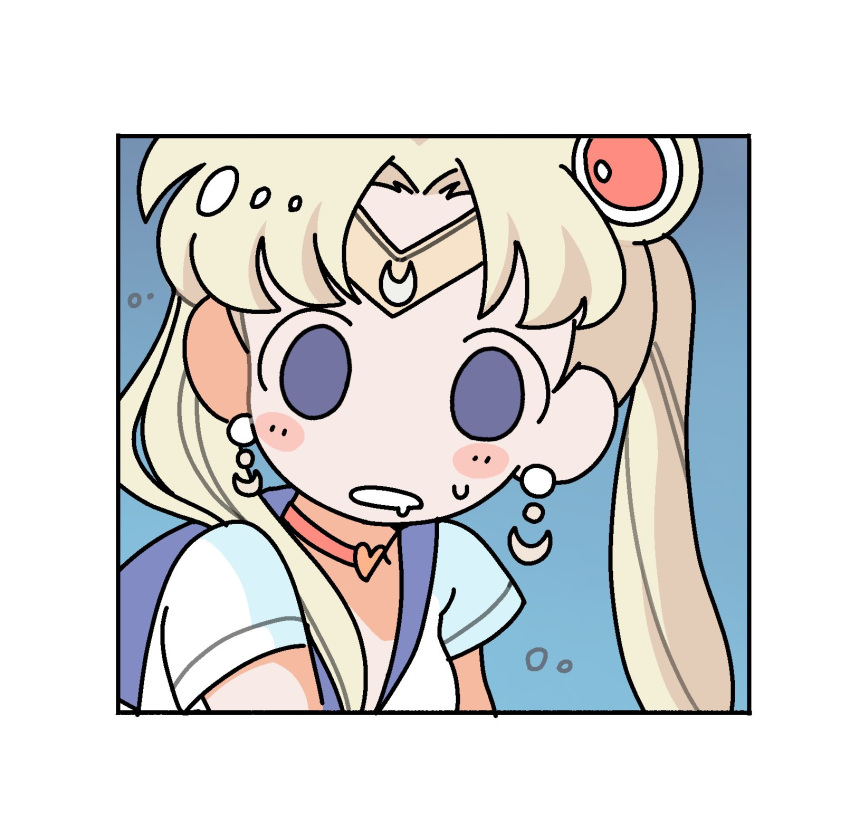 1girl, bangs, bishoujo_senshi_sailor_moon, blonde_hair, choker, circlet, crescent, crescent_earrings