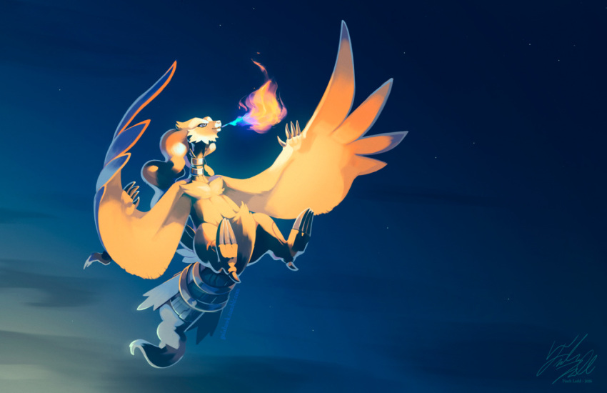 blue_eyes, breathing_fire, claws, commentary, creature, english_commentary, fire, flying