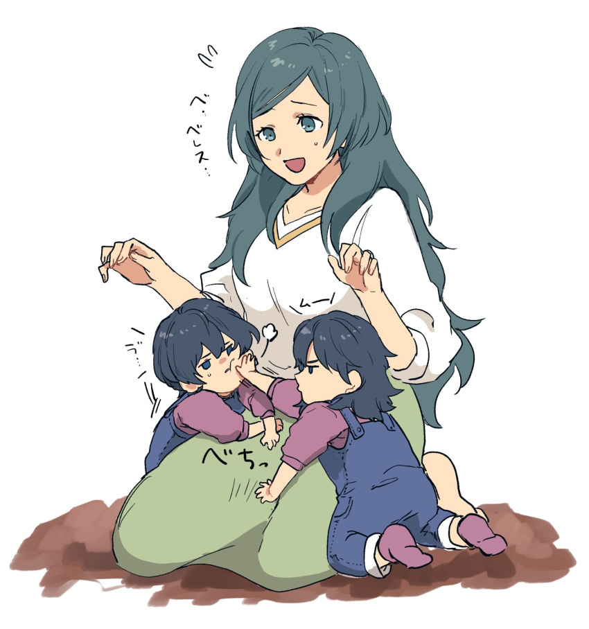 1boy, 2girls, alternate_costume, blue_eyes, blue_hair, byleth_(fire_emblem), byleth_eisner_(female), byleth_eisner_(male)