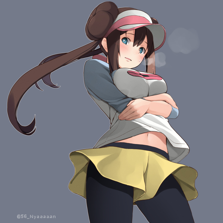 1girl, absurdres, arms_under_breasts, bangs, befu, black_legwear, blue_eyes, blue_sleeves