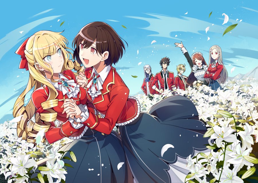 3boys, 4girls, black_hair, blonde_hair, blush, brothers, brown_hair, claire_francois