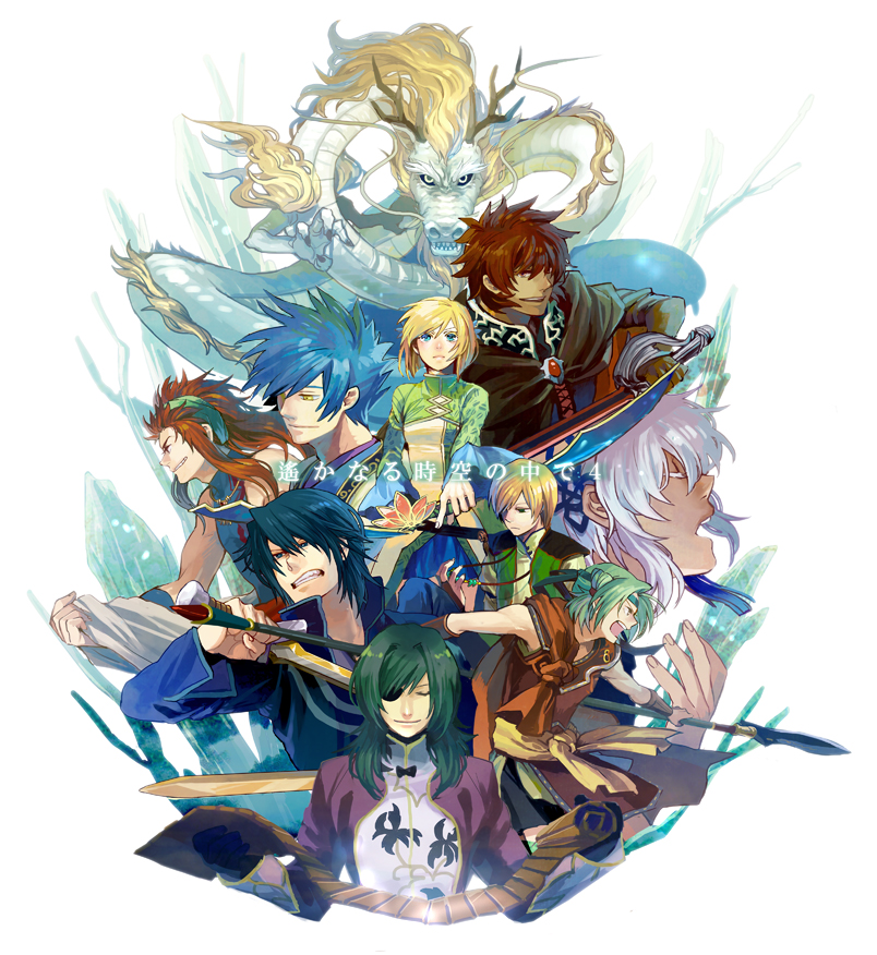 1girl, 6+boys, ashihara_chihiro, ashvin, blonde_hair, blue_eyes, blue_hair, bow_(weapon)