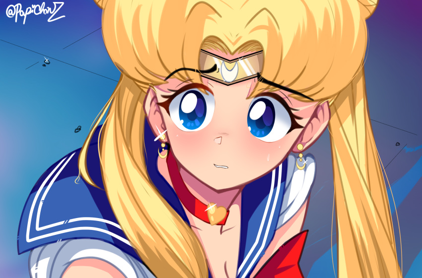 1girl, bishoujo_senshi_sailor_moon, blonde_hair, blue_eyes, breasts, choker, dokidokichanz, heart