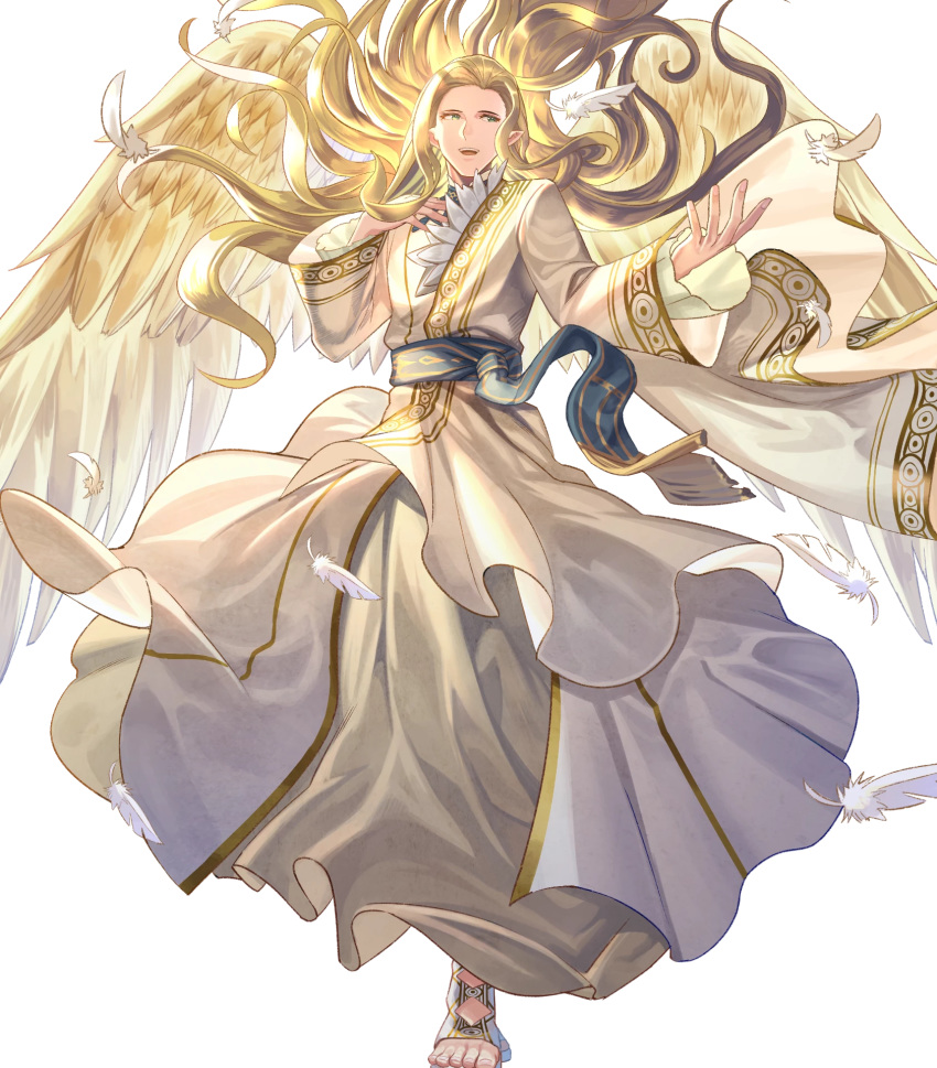 1boy, alternate_costume, blonde_hair, bouquet, feathered_wings, fire_emblem, fire_emblem:_radiant_dawn, fire_emblem_heroes