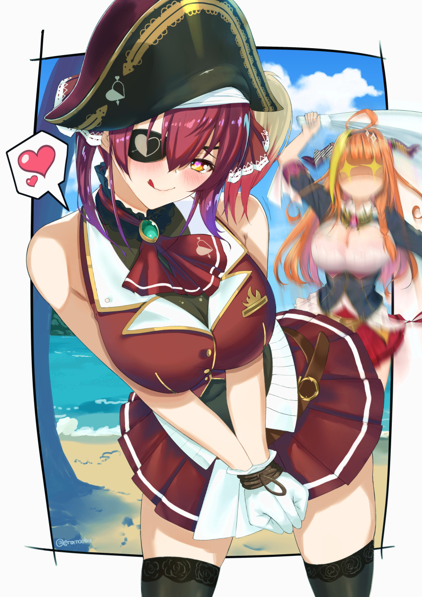 +_+, 2girls, :q, absurdres, ahoge, arm_up, ascot, bangs