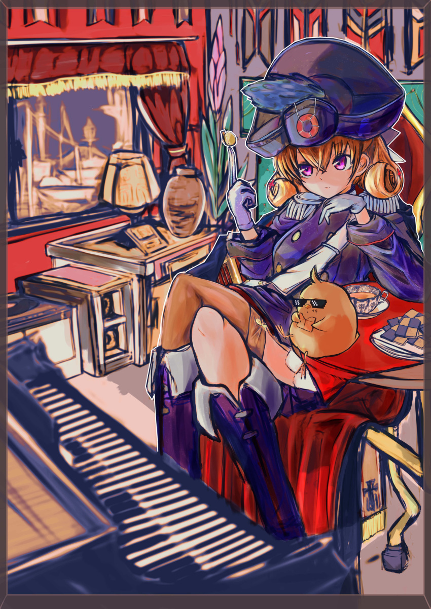 1girl, absurdres, azur_lane, black_footwear, blonde_hair, boots, cape, carabiniere_(azur_lane)