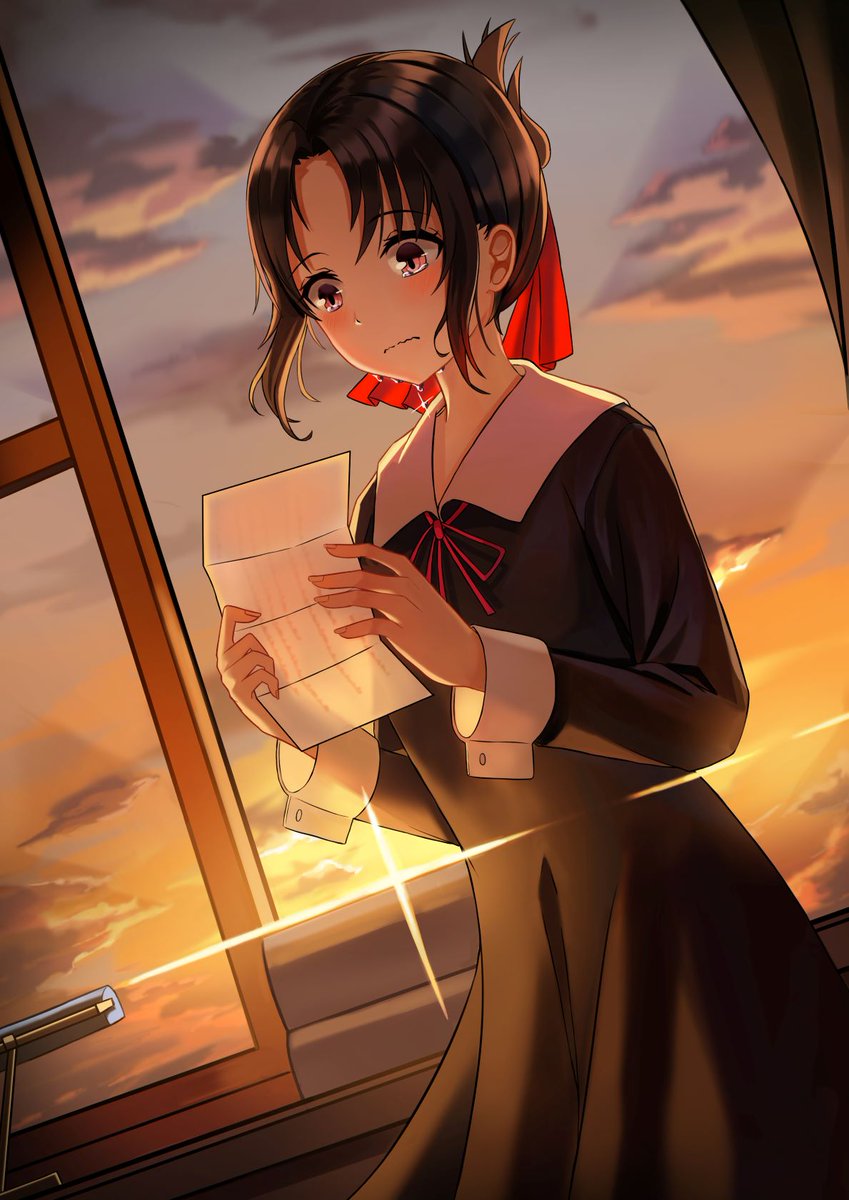 1girl, bangs, black_dress, black_hair, blush, breasts, commentary_request, dress