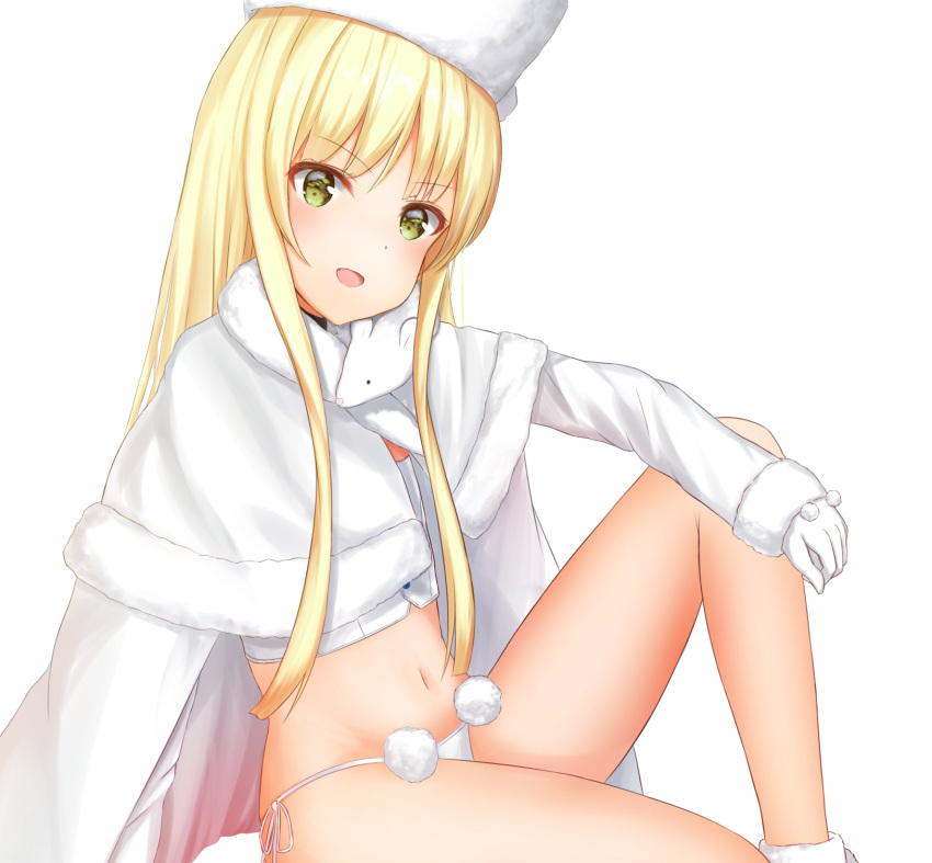 1girl, animal_around_neck, bangs, blonde_hair, blunt_bangs, blush, cape, eiyuu_senki