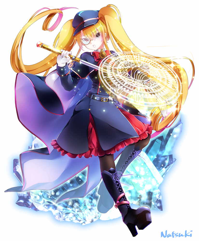 1girl, belt, black_legwear, blonde_hair, boots, bow, cross-laced_footwear, full_body
