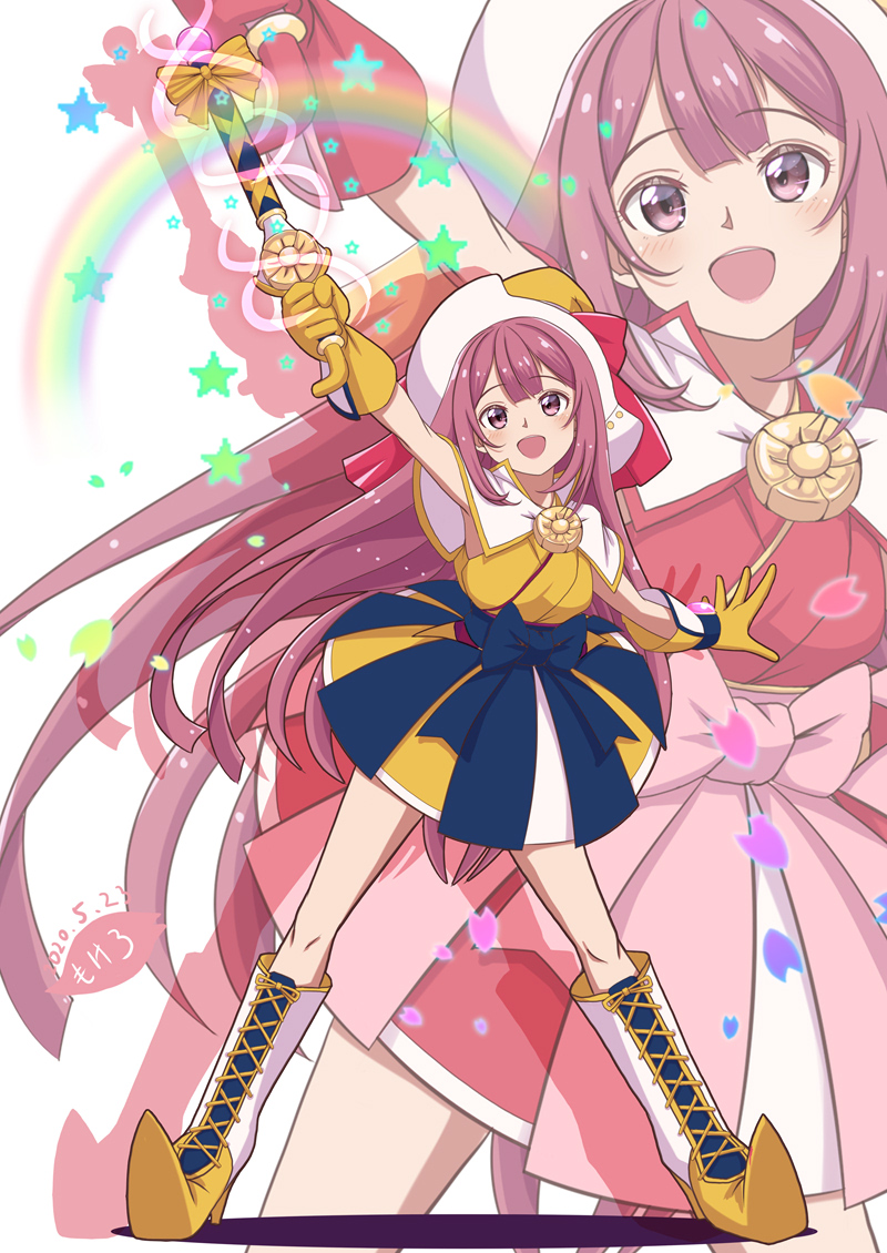1girl, boots, brooch, commentary_request, cosplay, cross-laced_footwear, full_body, gloves