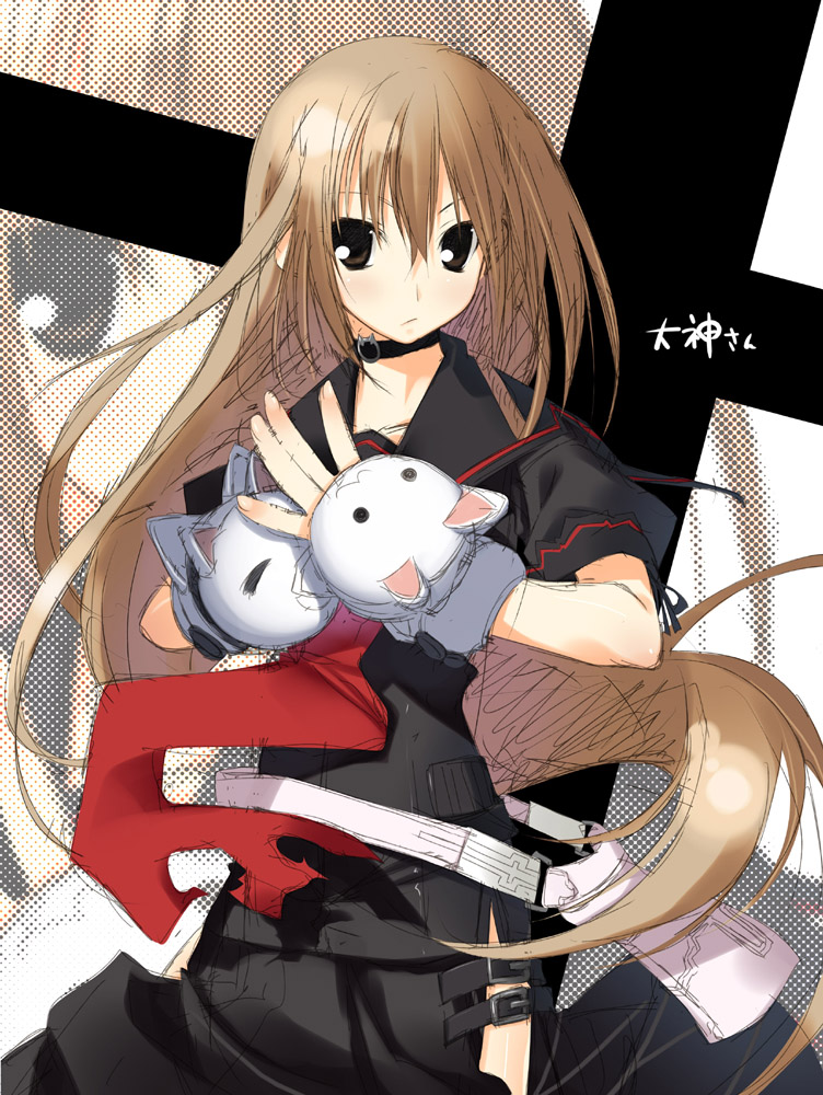 choker, kagome_(artist), kagome_(traumatize), long_hair, ookami-san, ookami_ryouko, original, school_uniform, serafuku