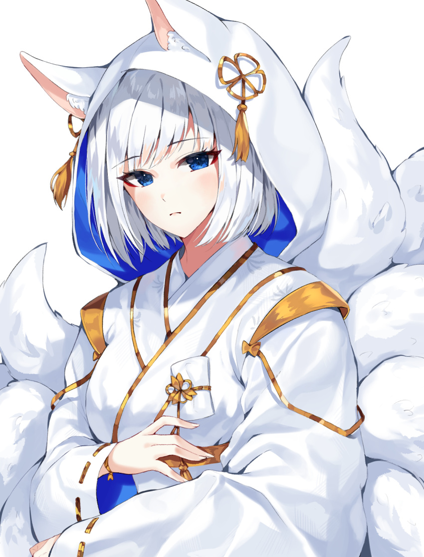 1girl, animal_ears, azur_lane, blue_eyes, blush, expressionless, fox_ears, fox_girl