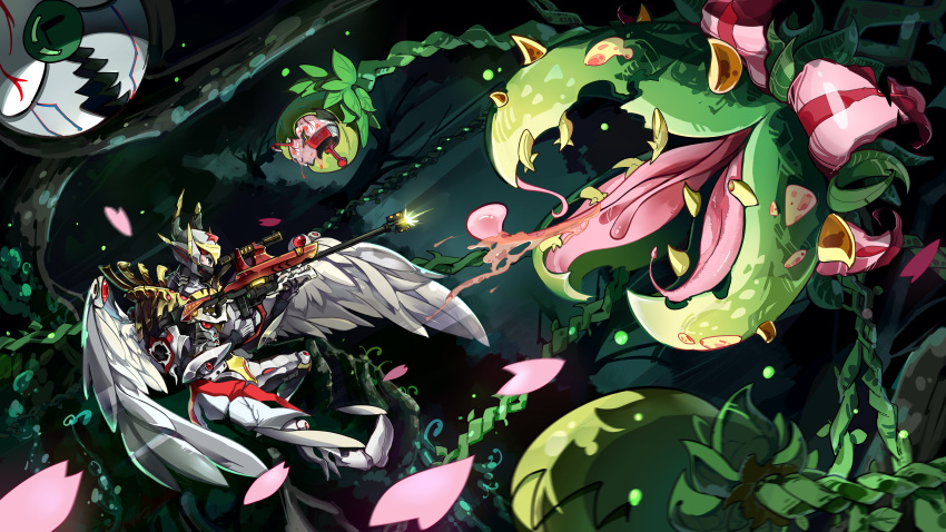 1boy, 4tr33, absurdres, action, armor, battle, dutch_angle, falling