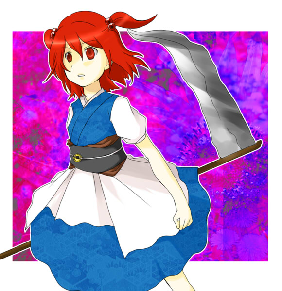 onozuka_komachi, ppsp0305, red_eyes, red_hair, redhead, scythe, short_hair, touhou