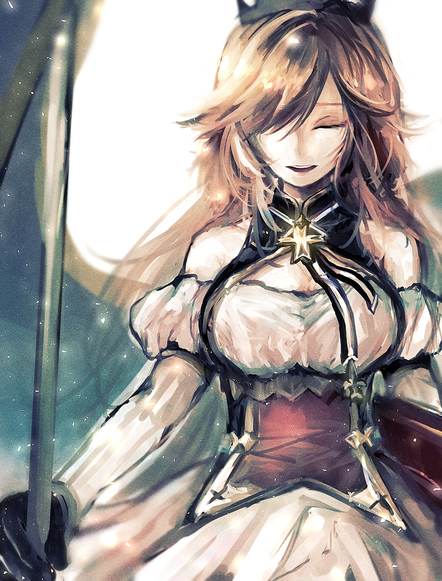 1girl, azur_lane, bare_shoulders, black_gloves, closed_eyes, cross, detached_sleeves, dress