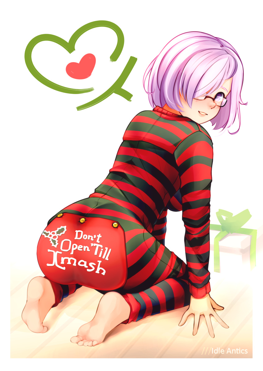 1girl, absurdres, artist_name, ass, black_pajamas, breasts, commentary_request, english_text