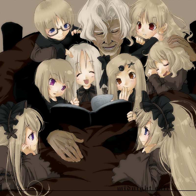 abyss, baroque, beard, blue_eyes, book, brown_eyes, child, chronicle_2nd